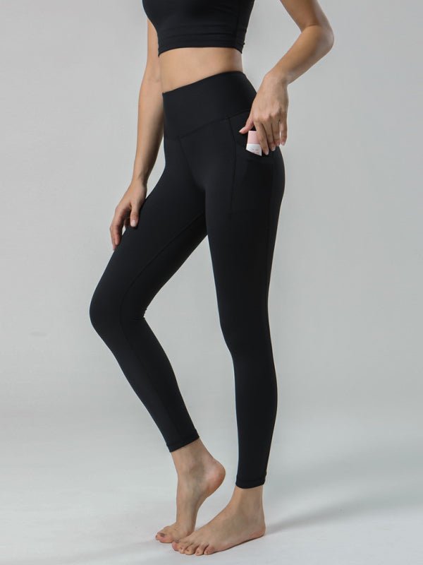 Double Sided Brushed Yoga Ninth Pants High Waist Pocket Sports Yoga Pants Women - GENERALIXIODouble Sided Brushed Yoga Ninth Pants High Waist Pocket Sports Yoga Pants WomenkakacloGENERALIXIOFSZW05976_B_S_NUBBlackS#varian