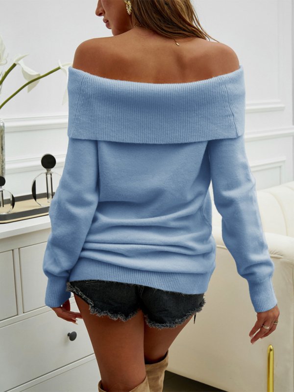 Casual Solid Color Pullover One Shoulder Sweater - GENERALIXIOCasual Solid Color Pullover One Shoulder SweaterkakacloGENERALIXIOFSZW25515_CA_S_NUBCamelS#varian