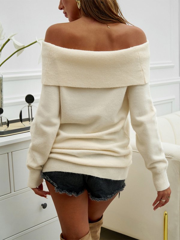 Casual Solid Color Pullover One Shoulder Sweater - GENERALIXIOCasual Solid Color Pullover One Shoulder SweaterkakacloGENERALIXIOFSZW25515_CA_S_NUBCamelS#varian