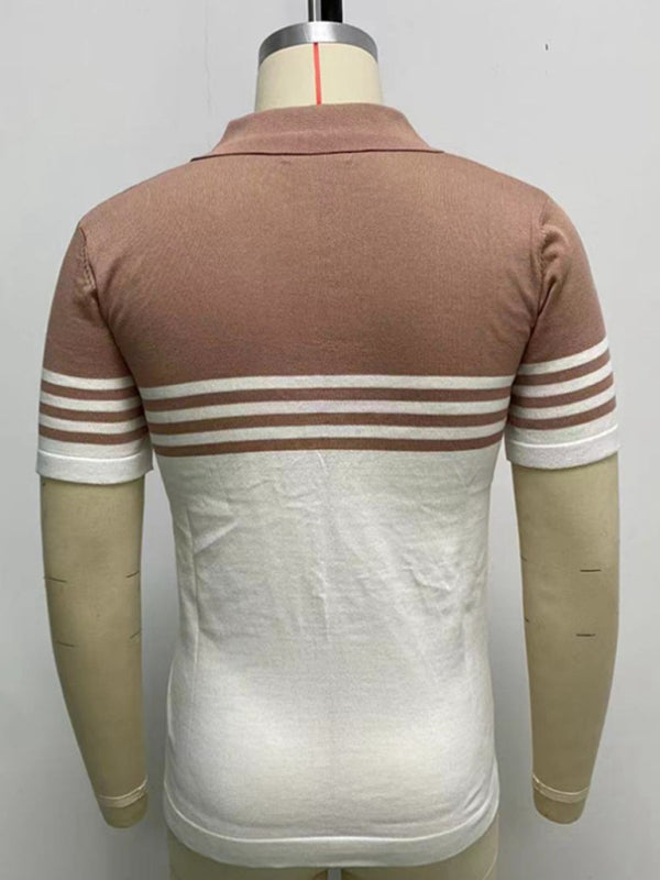 New Knitwear Short-sleeved color-blocking business Polo shirt - Glixio