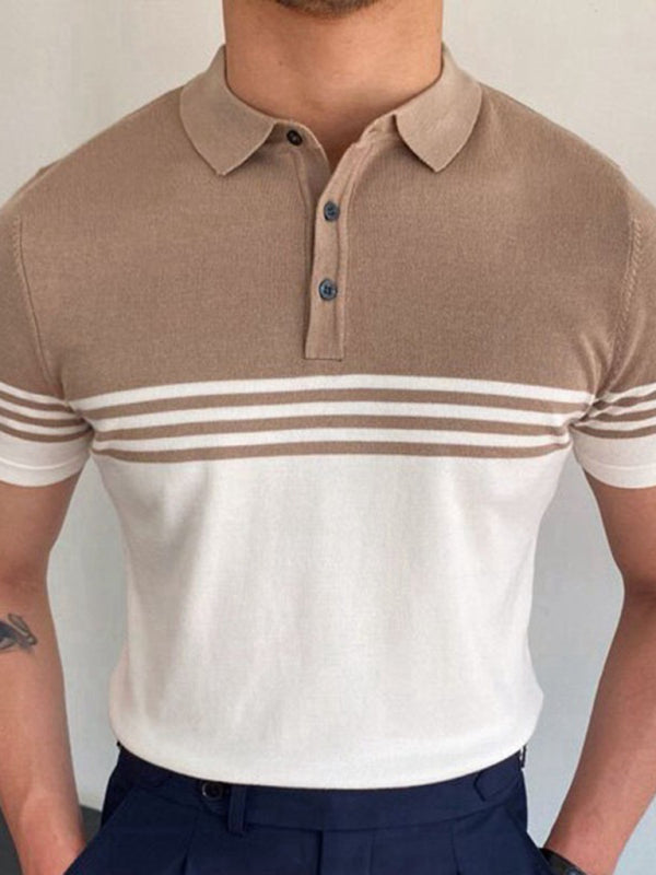 New Knitwear Short-sleeved color-blocking business Polo shirt - Glixio