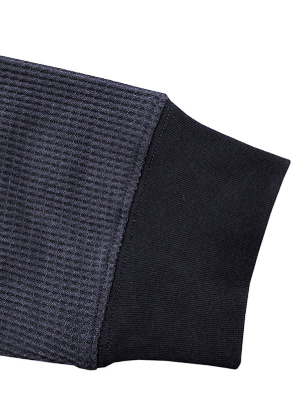 New Men's Round Neck Waffle Henley Shirt - Glixio