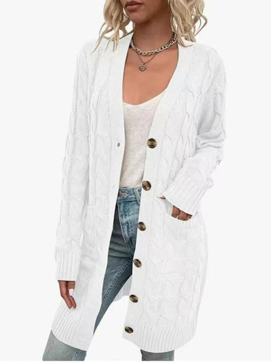 Women's outerwear fashionable long single-breasted casual cardigan jacket - Glixio
