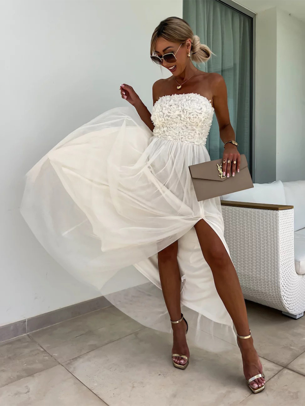 New Fashionable Slit Party Loose Holiday Dress - Glixio